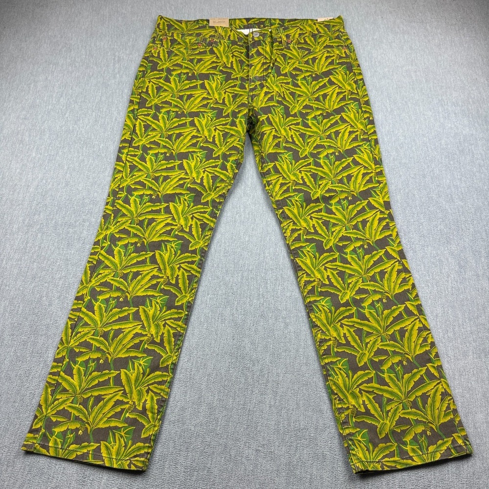 Levis 511 Jeans Mens 38X30 Green Palm Tree Slim Straight Leg Denim Stretch NWT